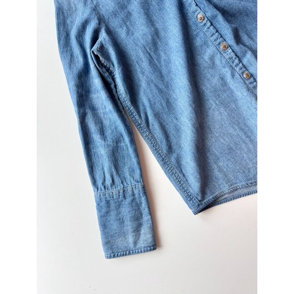 BANANA REPUBLIC Reigh Classic Denim Shirt Medium Blue Button Up Blouse, Size S - Picture 7 of 13